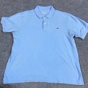 Vineyard Vines Mens Polo Shirt M Blue Solid Cotton Whale